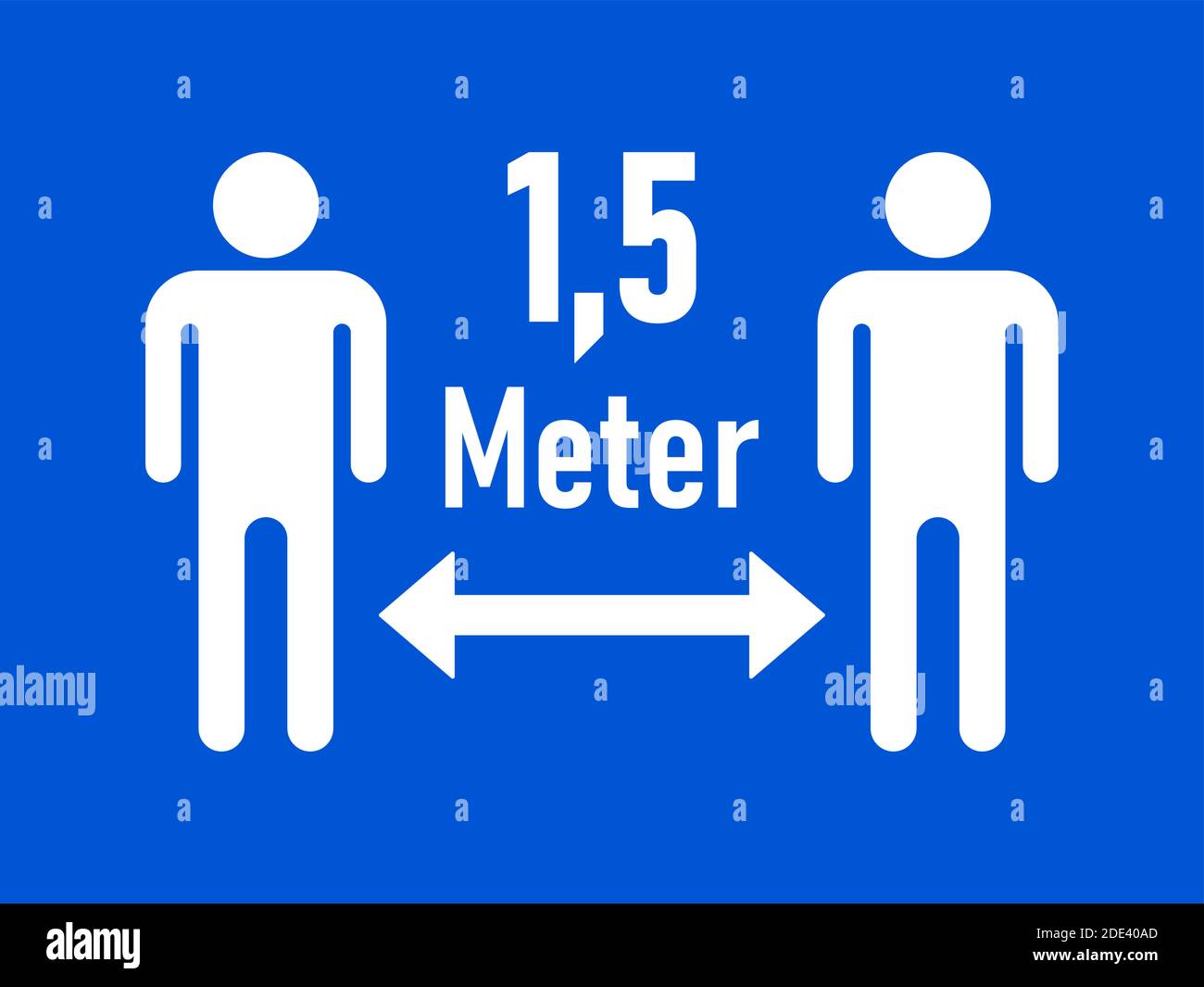Keep Your Distance 1,5 Meter (1,5 Metres in German) Social Distancing Warning Symbol. Vector Image. Stock Vector