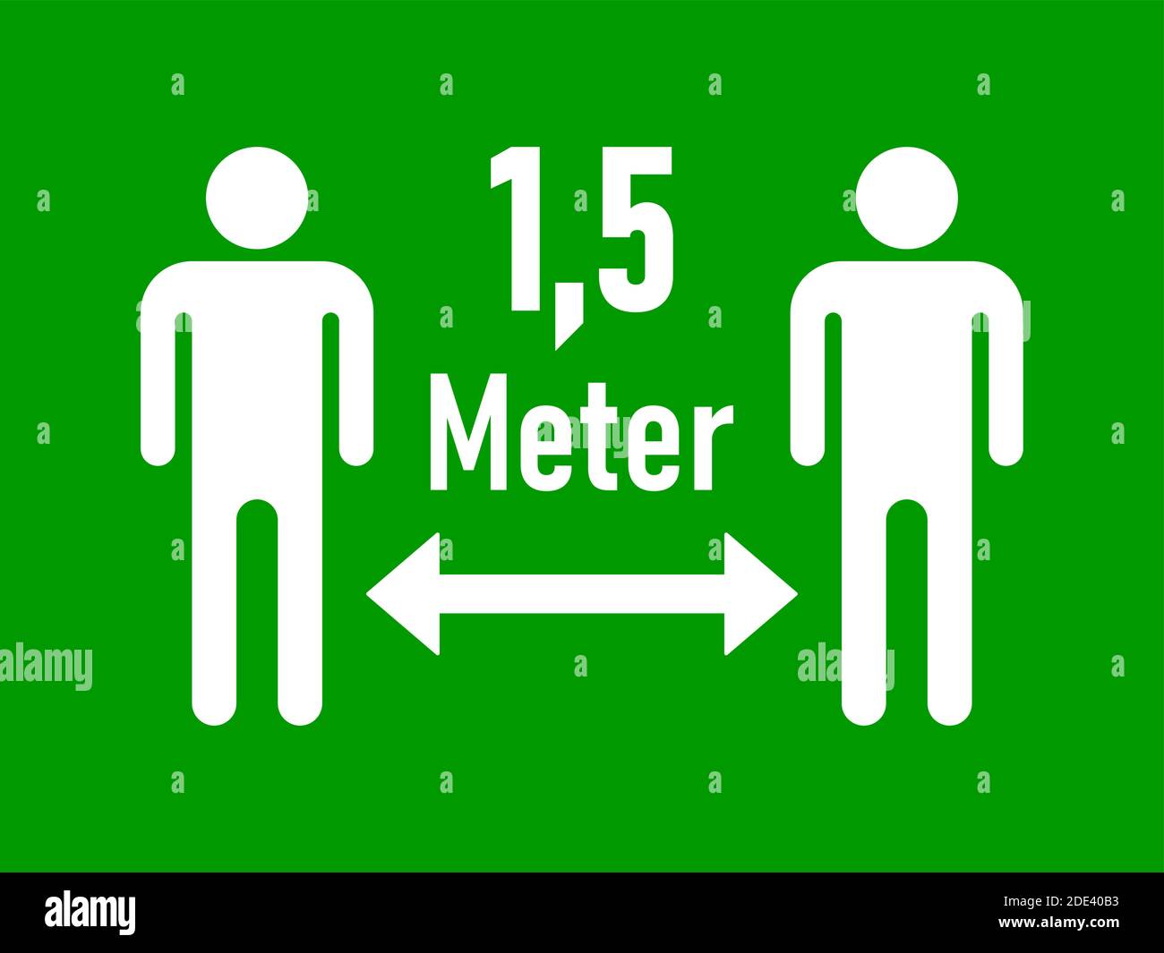 Keep Your Distance 1,5 Meter (1,5 Metres in German) Social Distancing Warning Symbol. Vector Image. Stock Vector