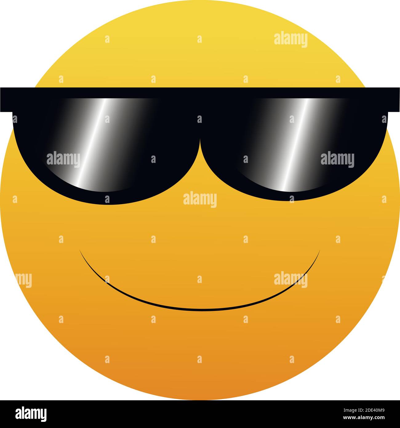 Emoticon with Sun Glasses. Smile icon. Isolated Vector Illustration on White Background. Stock Vector