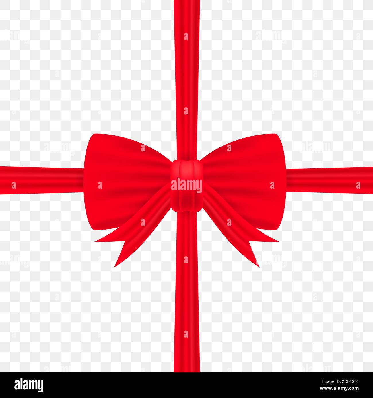 Red bow with ribbons on transparent background. Vector stock ...