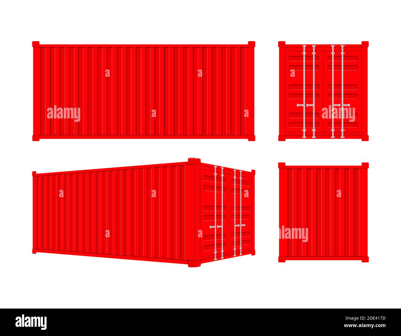 Red Shipping Cargo Container Twenty and Forty feet. for Logistics and Transportation. Vector stock Illustration. Stock Vector