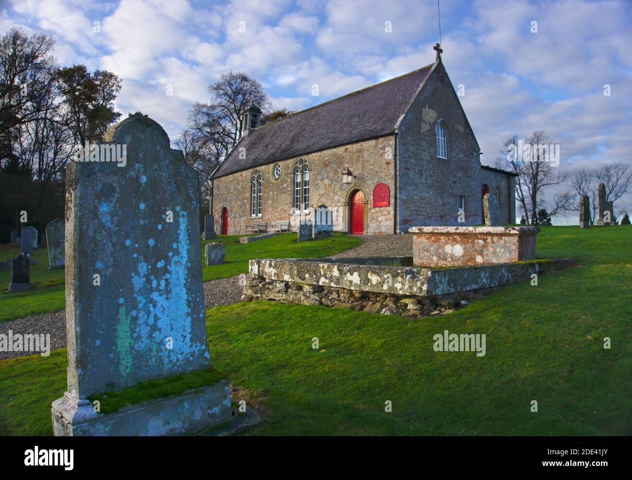 Grave stones in front of Maxton church, one of the "four kirks on the