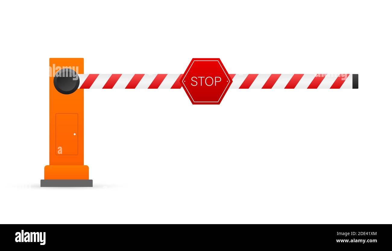 Automatic barrier to adjust the movement of cars. Vector stock illustration. Stock Vector