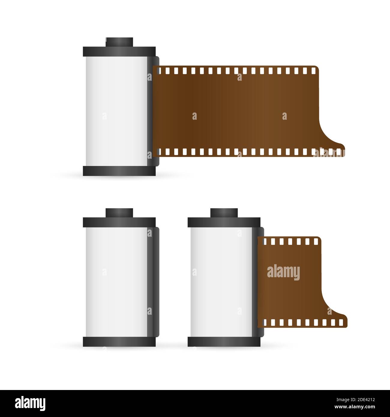 Set of camera film roll isolated on white background. Vector stock illustration Stock Vector
