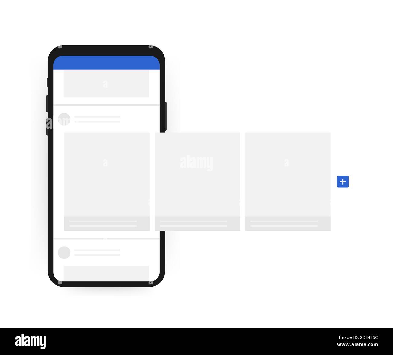 Smartphone with interface carousel post on social network. Vector stock illustration. Stock Vector