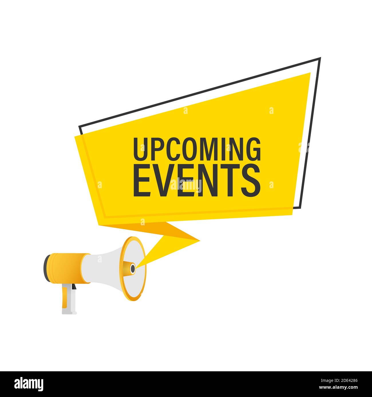 Megaphone Hand, business concept with text upcoming events. Vector ...