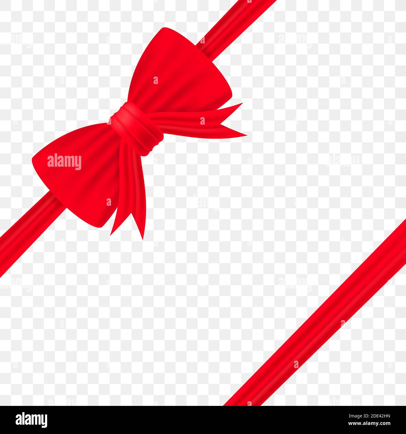 Red bow with ribbons on transparent background. Vector stock ...