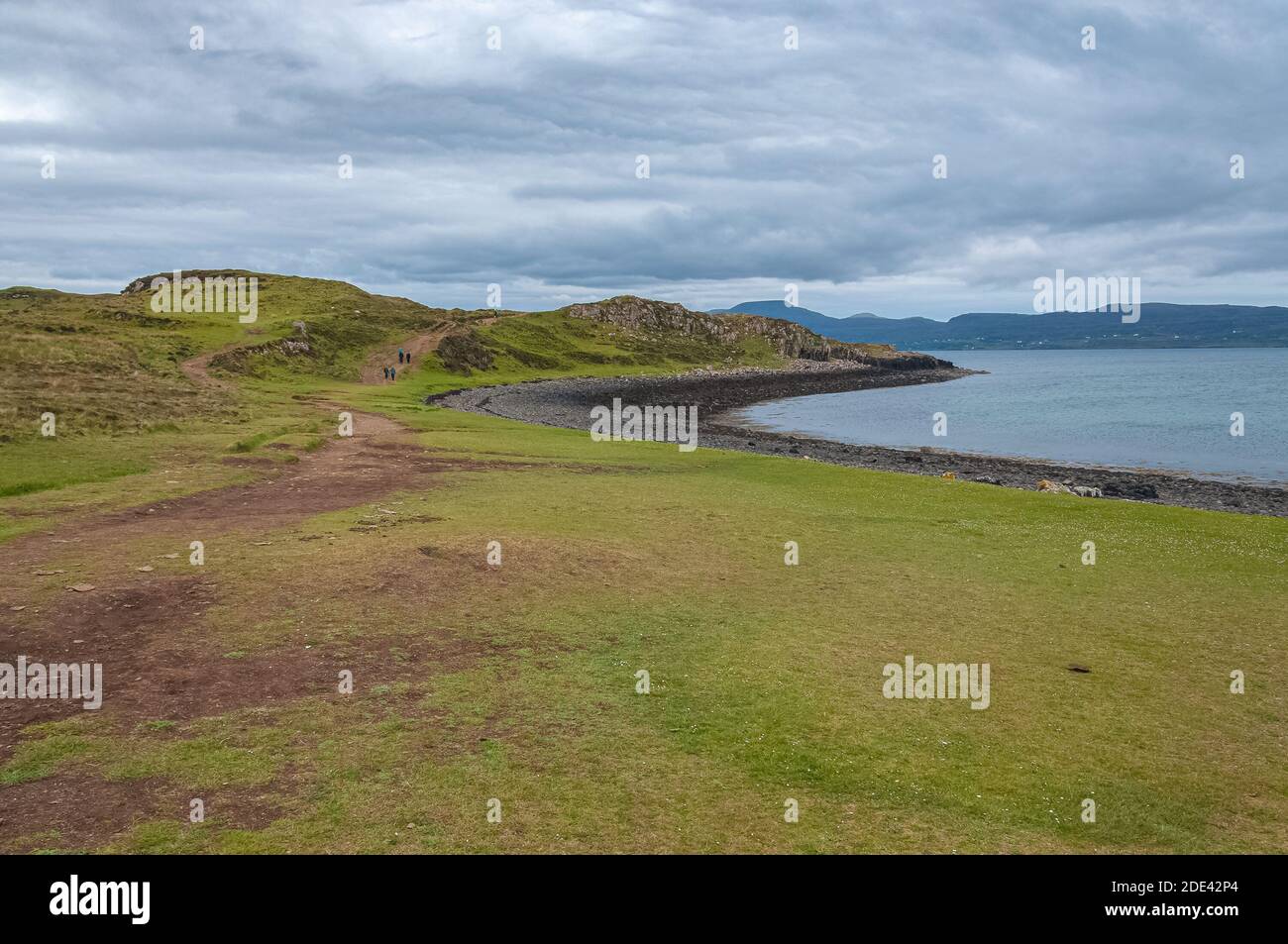 Panorama of black beach, Coral Beach, Isle of Skye, Scotland. Concept: famous natural landscape, Scottish landscape, tranquility and serenity, seascap Stock Photo