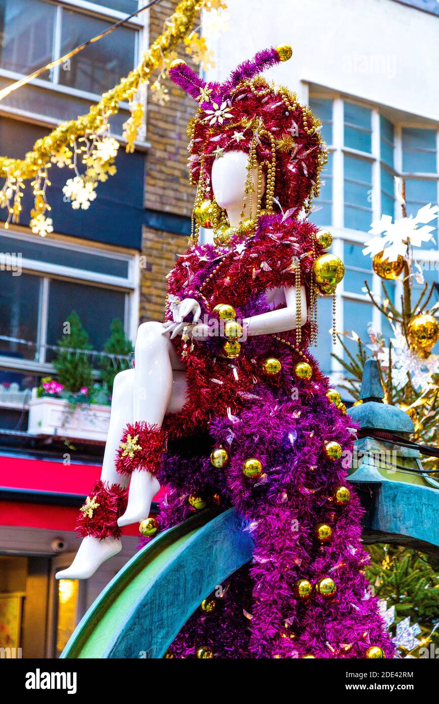 28 November 2020 - London, UK, Black Friday weekend, festive Christmas decorations at St Christopher's Place near Oxford Street Stock Photo