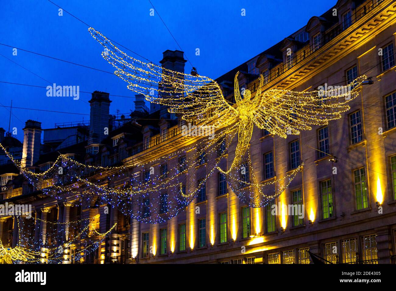 28 November 2020 - London, UK, Christmas lights on Regent Street on Black Friday weekend Stock Photo