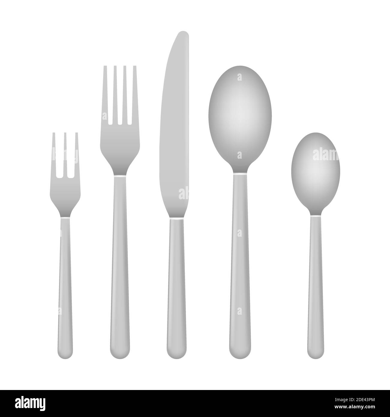 Knife and fork. Cutlery, dishes, coffee spoon, spoon. Vector stock illustration Stock Vector