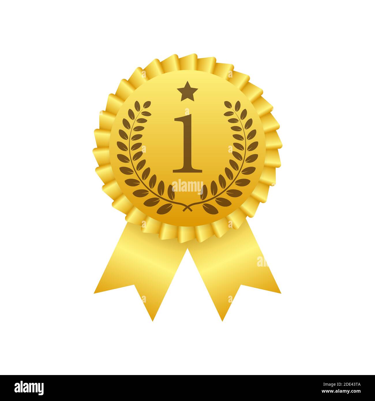 Gold Medal. Golden 1st Place Badge. Award ribbon. Vector stock illustration. Stock Vector