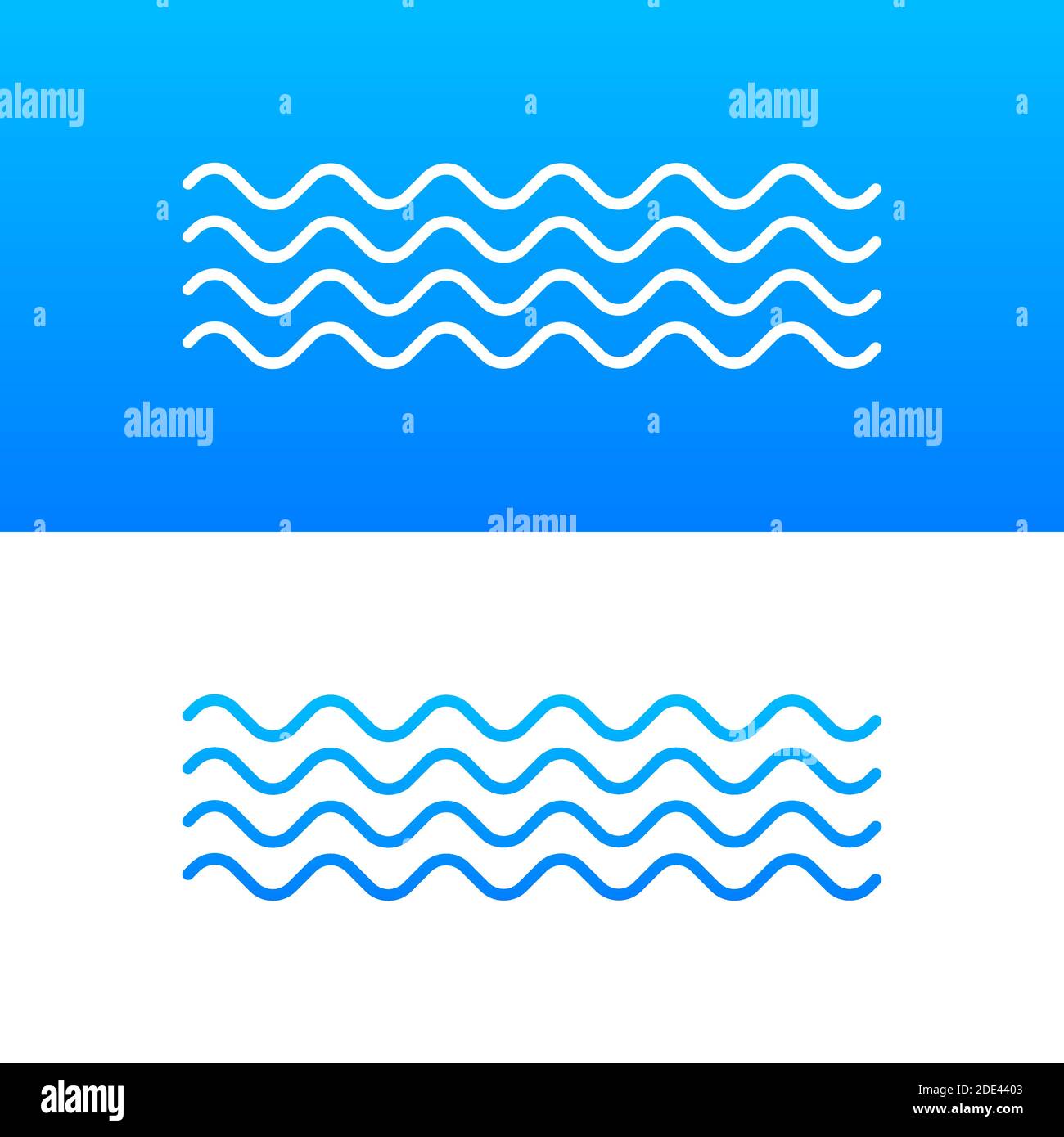 Wave icon with white color on blue background. Stock Vector