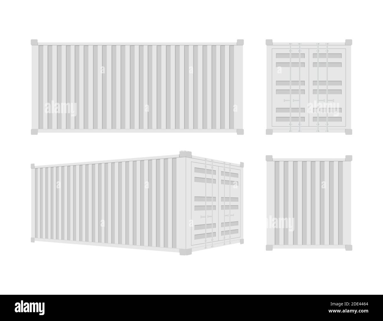 White Shipping Cargo Container Twenty and Forty feet. for Logistics and Transportation. Vector stock Illustration. Stock Vector