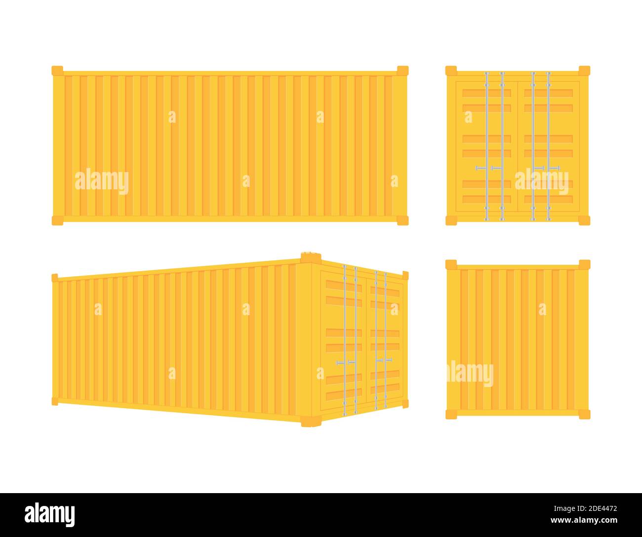 Yellow Shipping Cargo Container Twenty and Forty feet. for Logistics and Transportation. Vector stock Illustration. Stock Vector