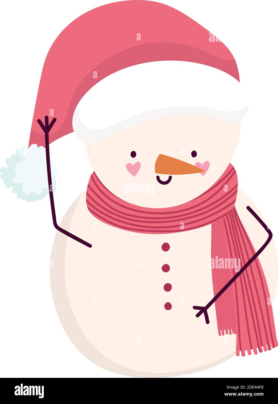 merry christmas snowman with scarf and winter hat cartoon icon vector ...