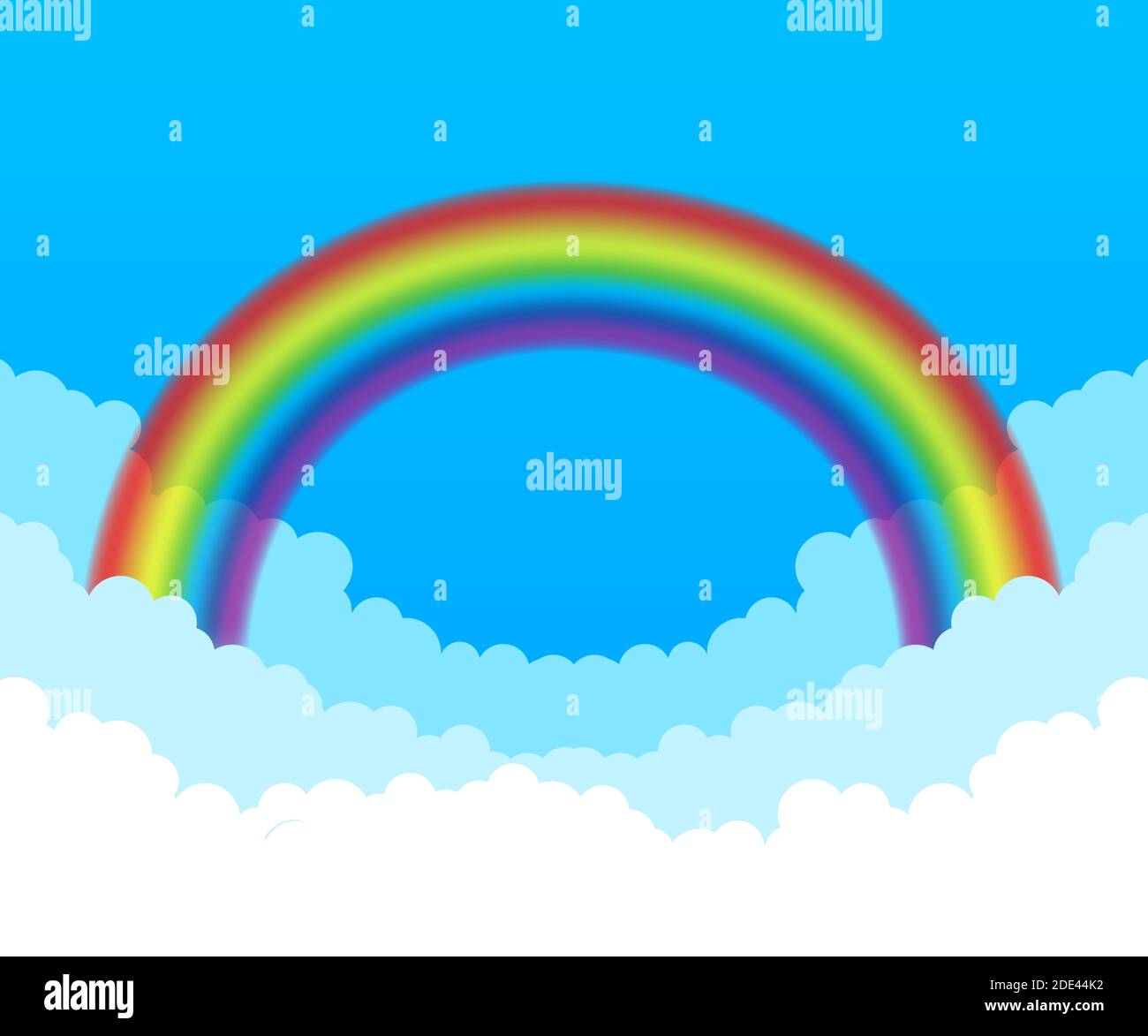 Rainbow. Clouds and rainbow. Vector stock illustration. Stock Vector