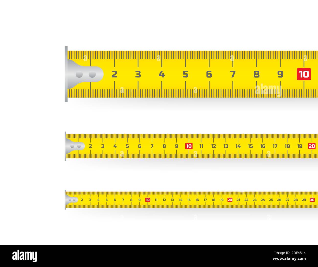 Yellow measure tape. Ruler. An instrument for measuring length. Vector stock illustration Stock
