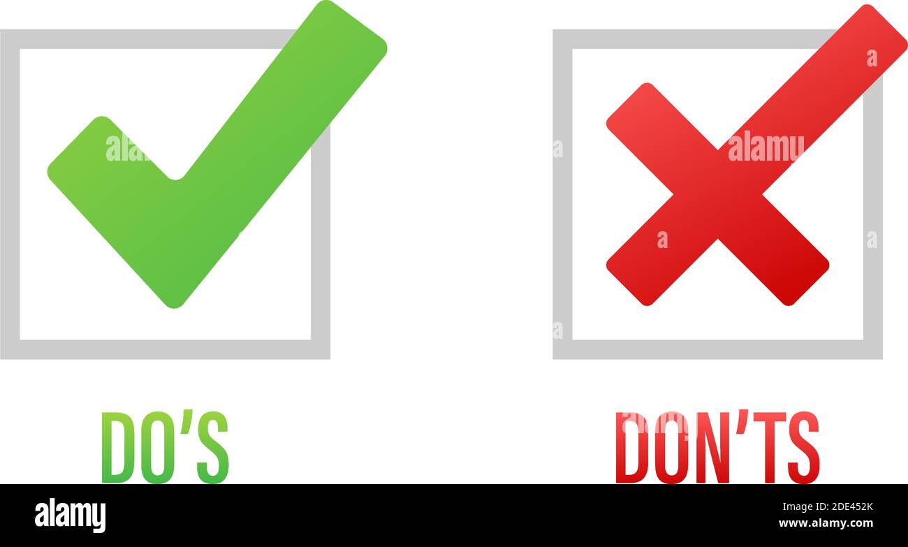 Do s and Don ts like thumbs up or down. flat simple thumb up symbol ...