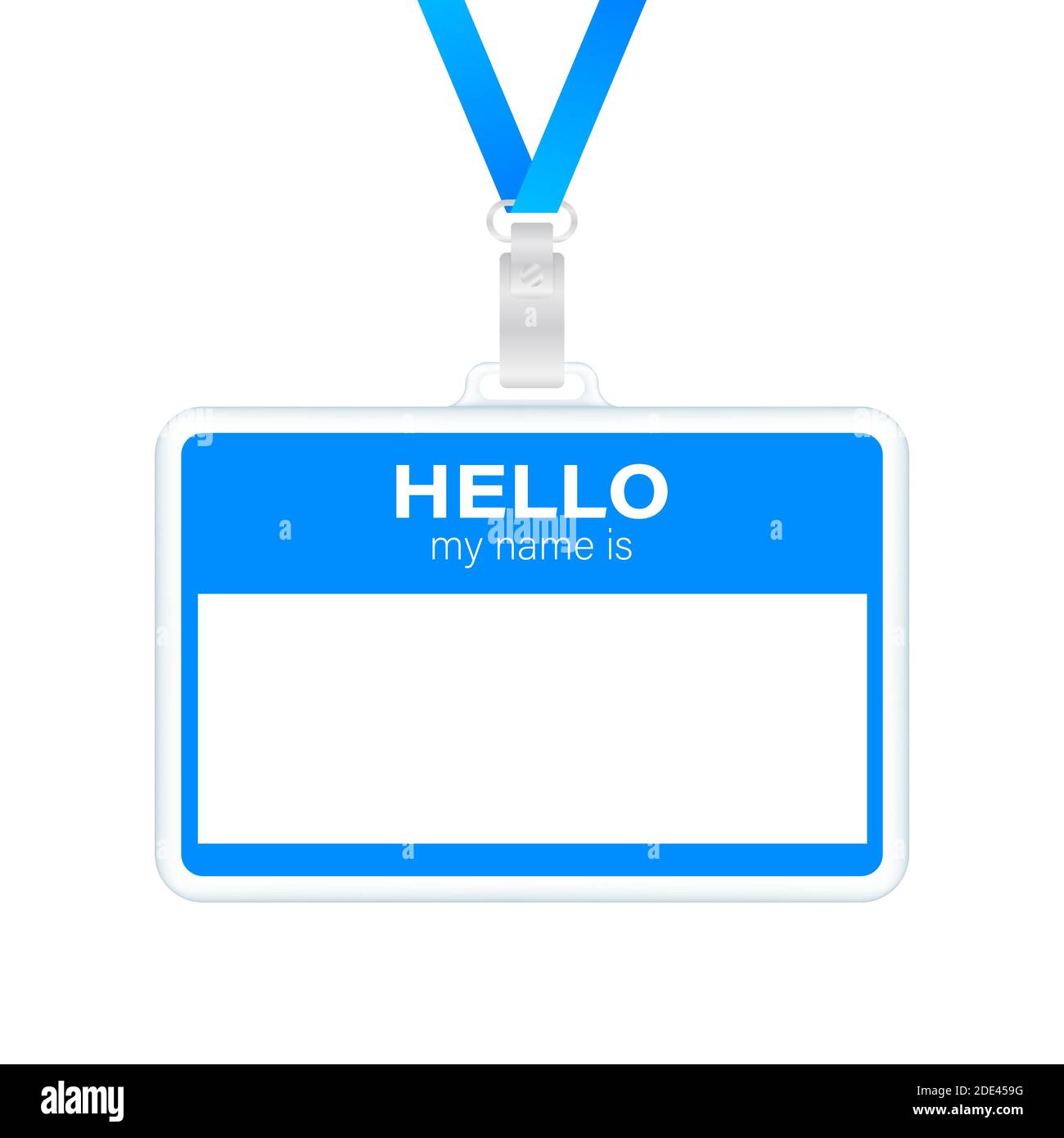 Blue Hello my name is label sticker on white background. Vector stock illustration Stock Vector