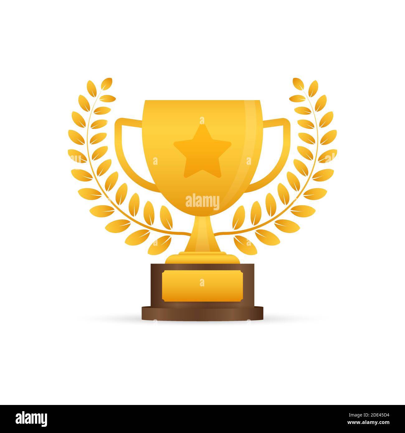 Trophy Cup Vector Flat Icon with star and laurel wreath Stock Vector ...