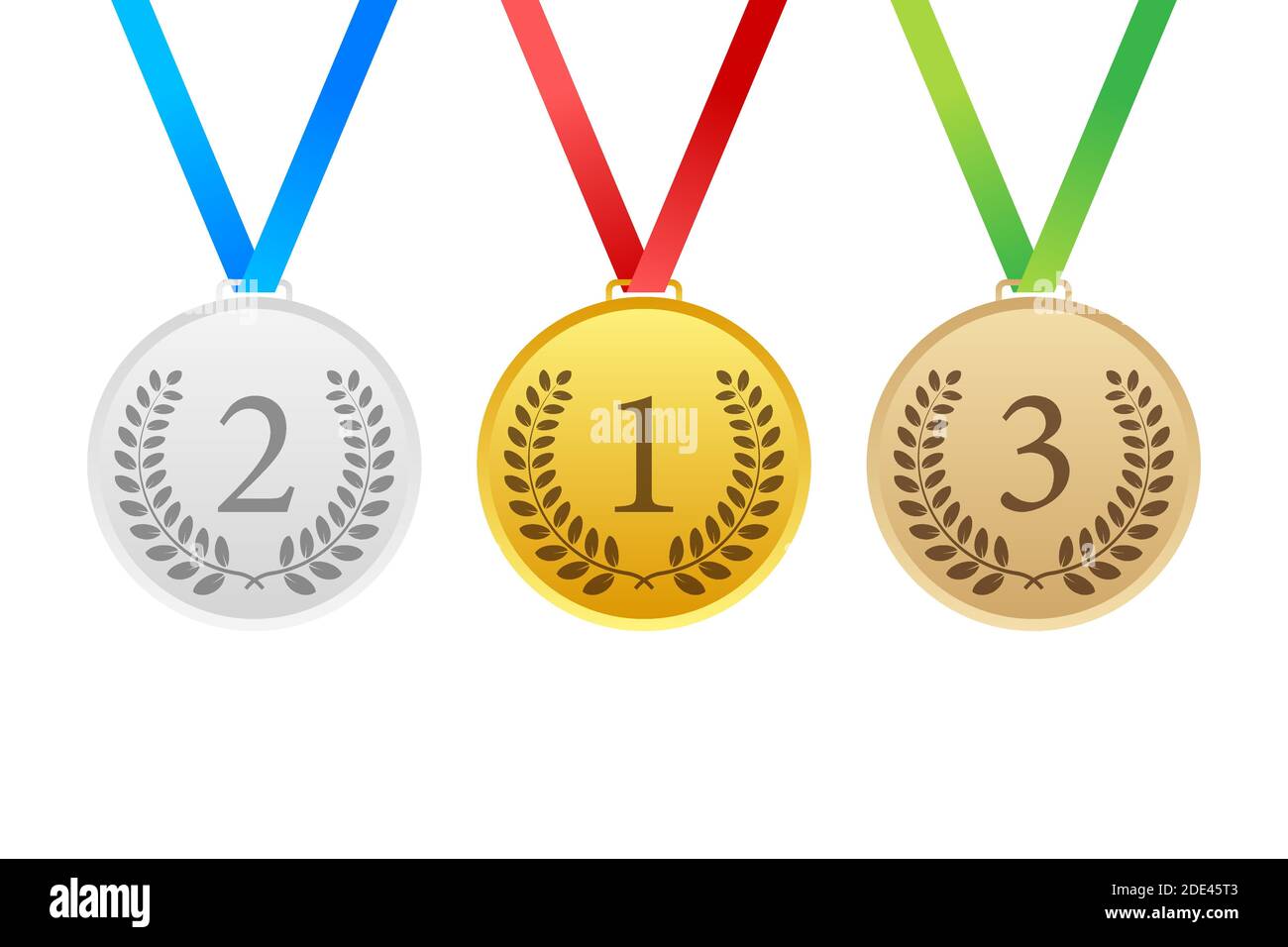 Gold, Silver and Bronze Award Medal Icon. Vector stock illustration. Stock Vector