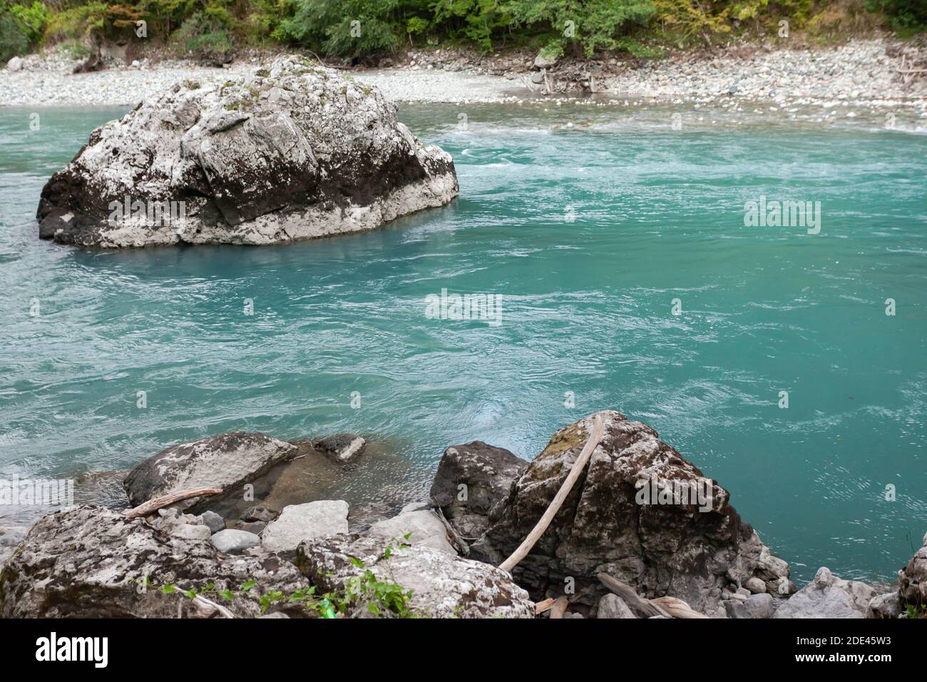 Beautiful mountain turquoise river Stock Photo