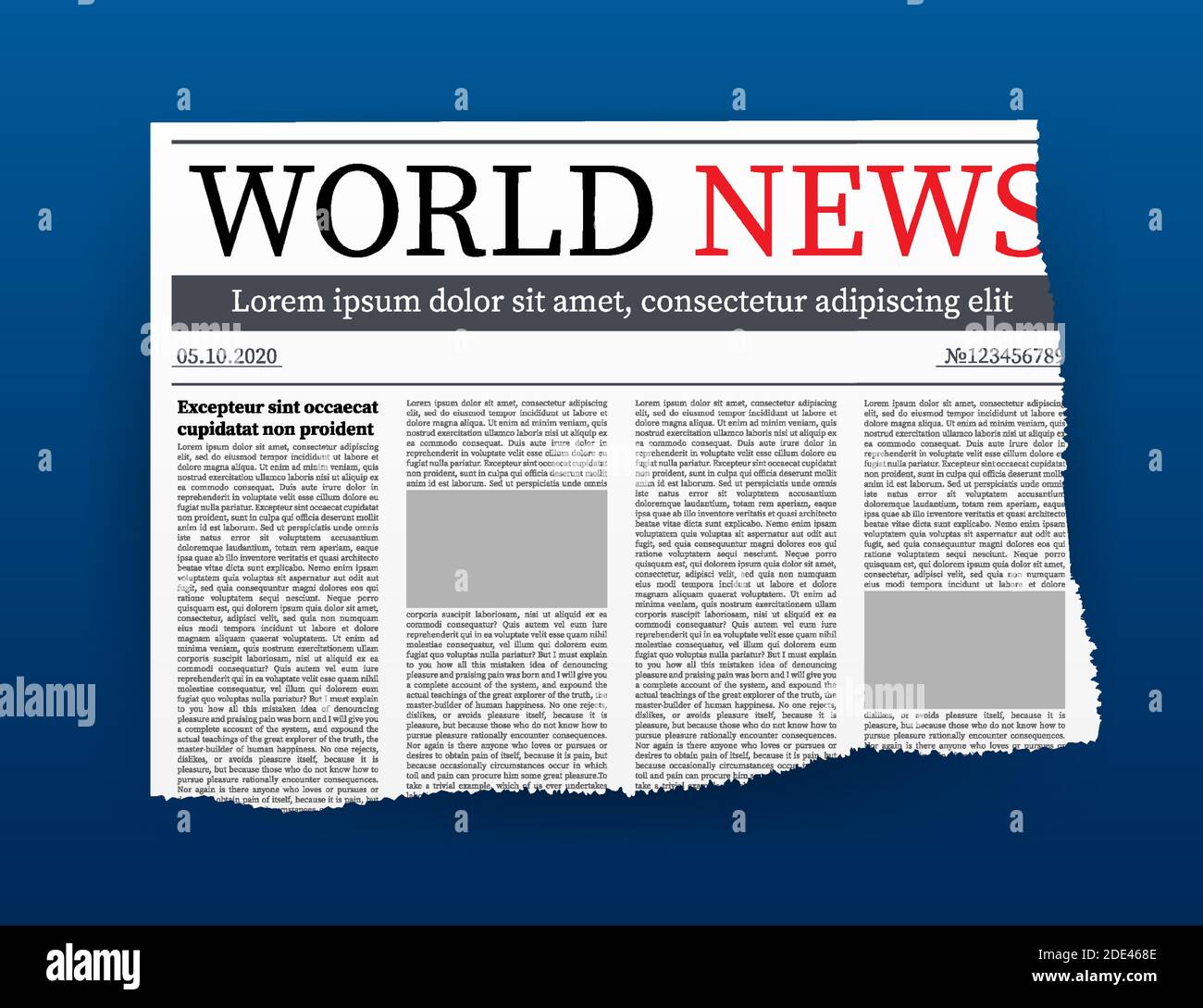 Vector mock up of a blank daily newspaper. Fully editable whole