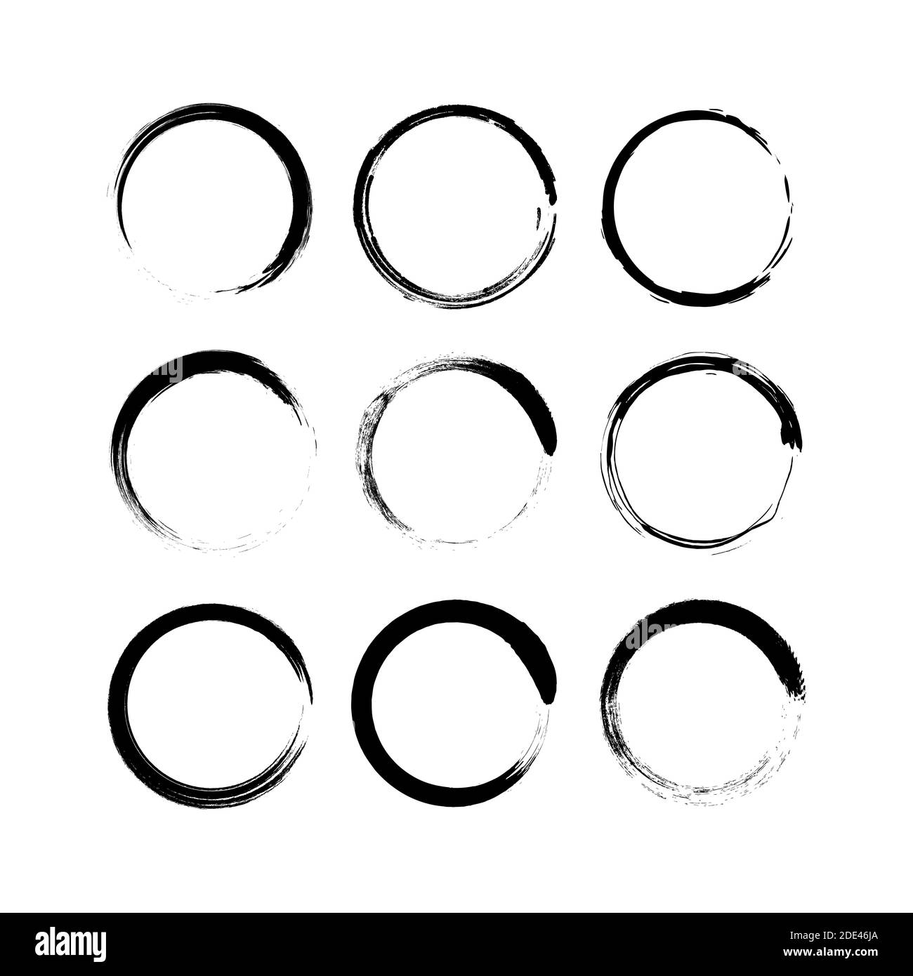 Set of black grunge circle brush. Vector stock illustration Stock ...