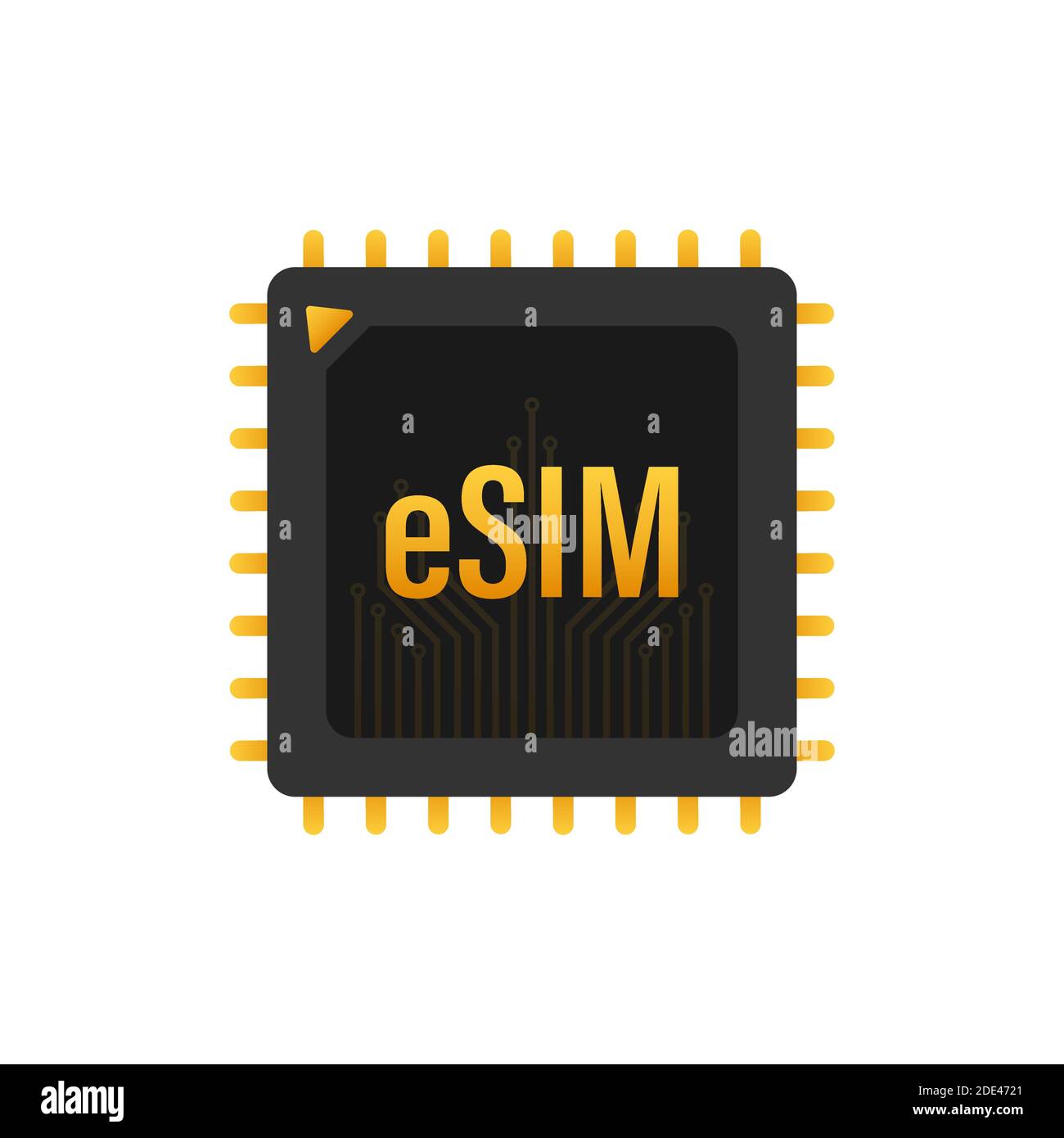 eSIM Embedded SIM card icon symbol concept. new chip mobile cellular communication technology. Vector stock illustration. Stock Vector