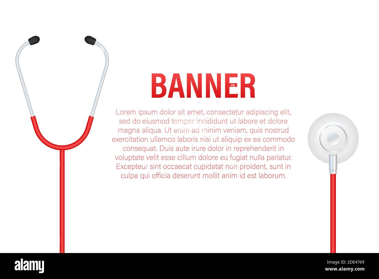 Stethoscopes banner, medical equipment for doctor. Vector stock