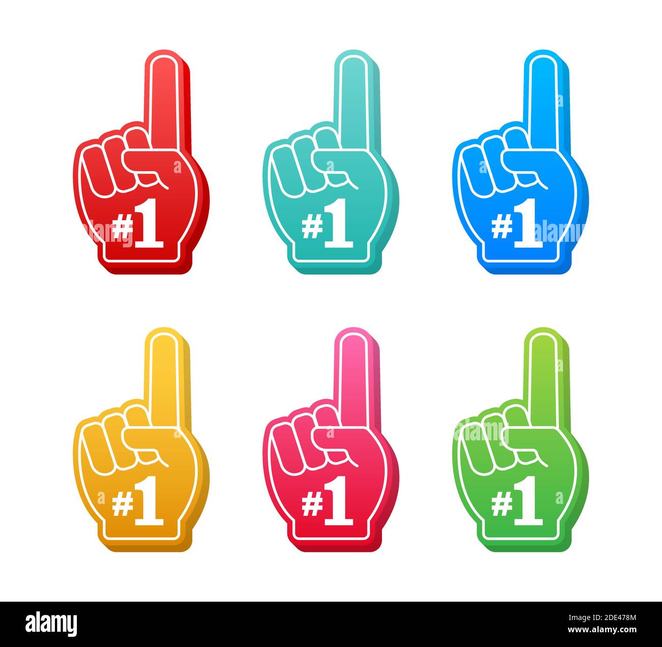 Set Fan logo hand with finger up. Hand up with number 1. Vector stock illustration. Stock Vector