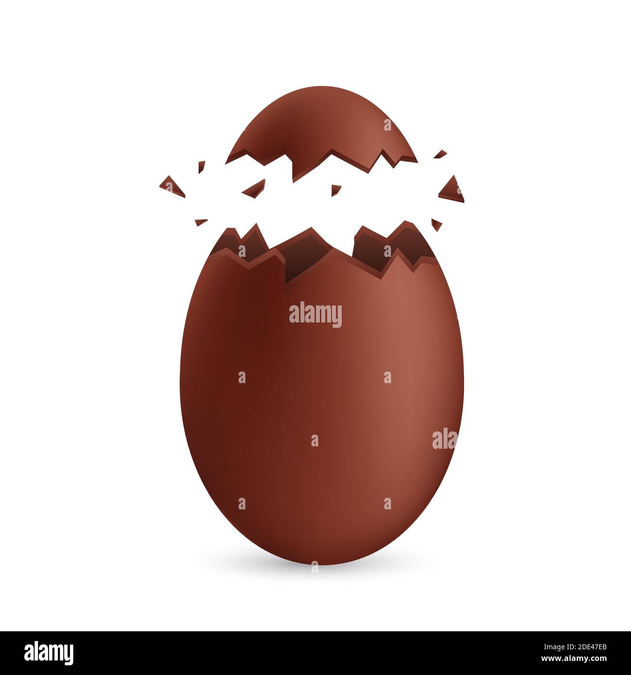 Realistic chocolate eggs. Broken, exploded eggshell. Good for Easter