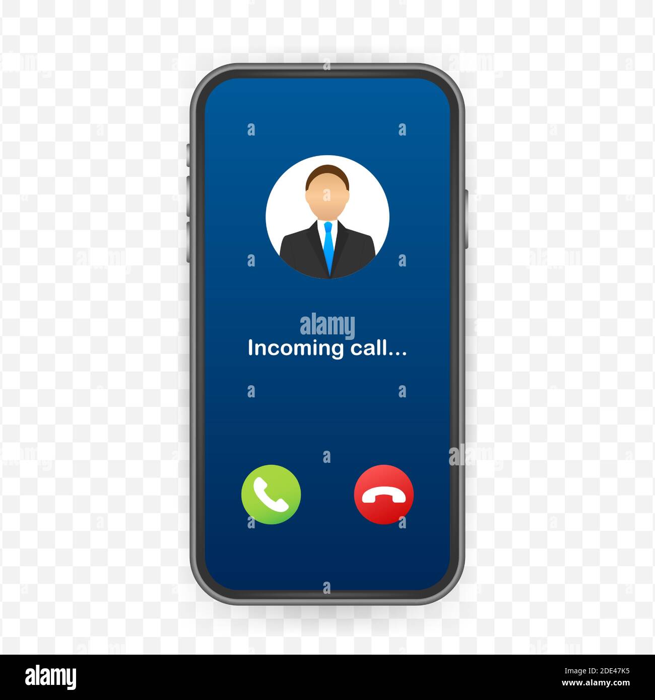 Smartphone with incoming call on display. Incoming call. Vector stock ...