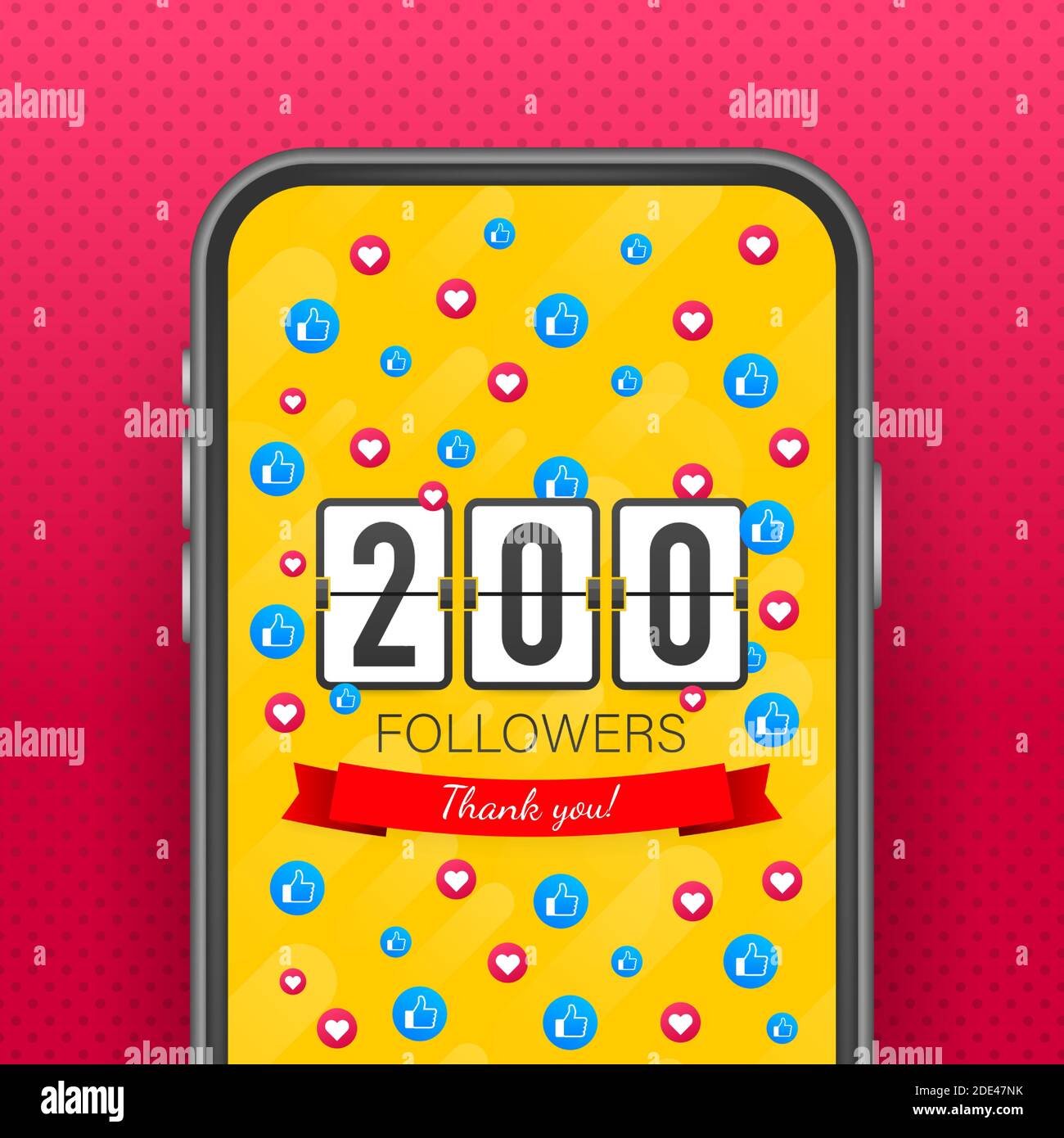 200 followers, Thank You, social sites post. Thank you followers congratulation card. Vector illustration Stock Vector