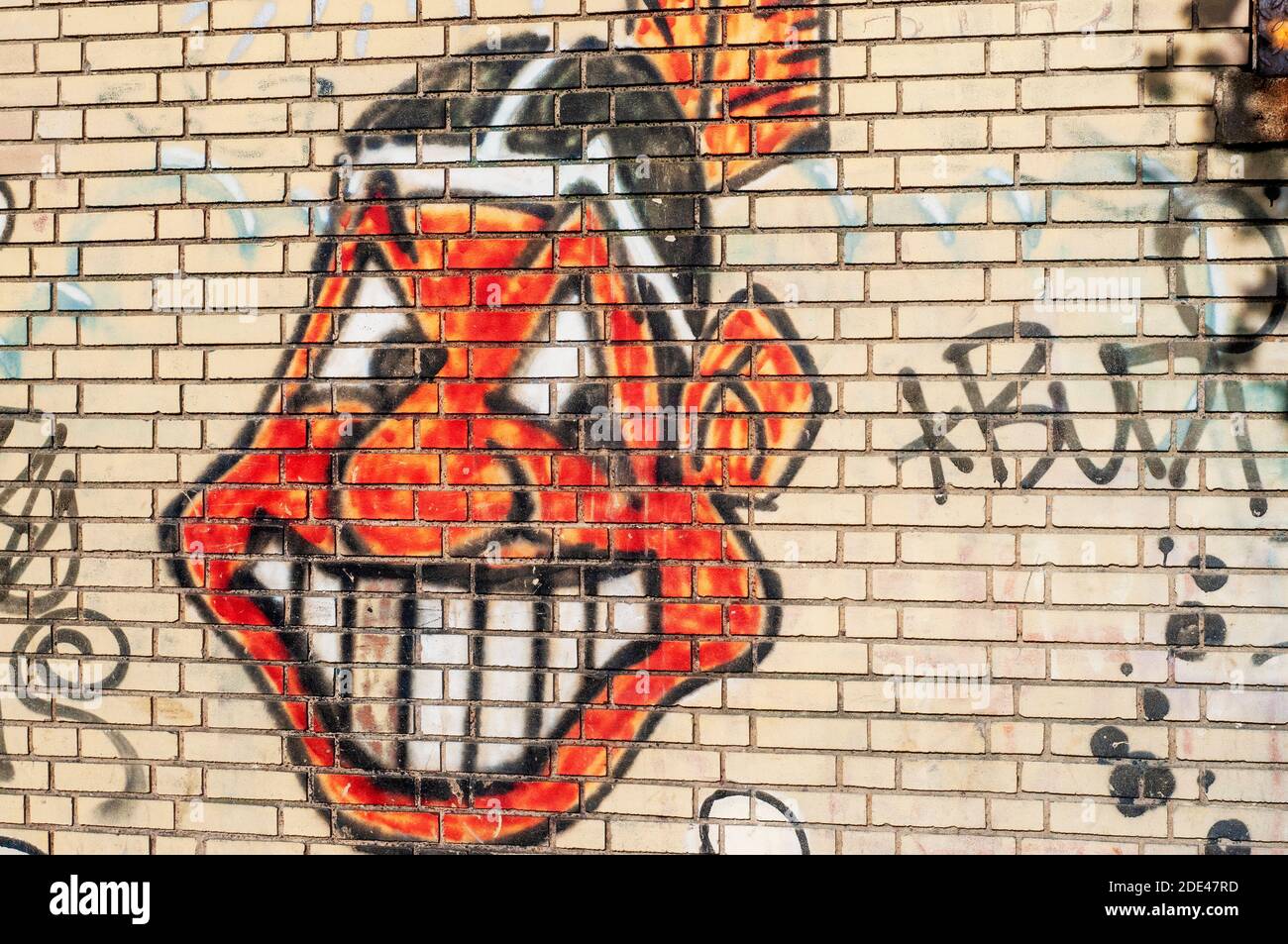 Graffiti on a wall in the Bronx. One of the most popular neighborhoods in New York is that of the Bronx, a neighborhood known for films , New York, US Stock Photo