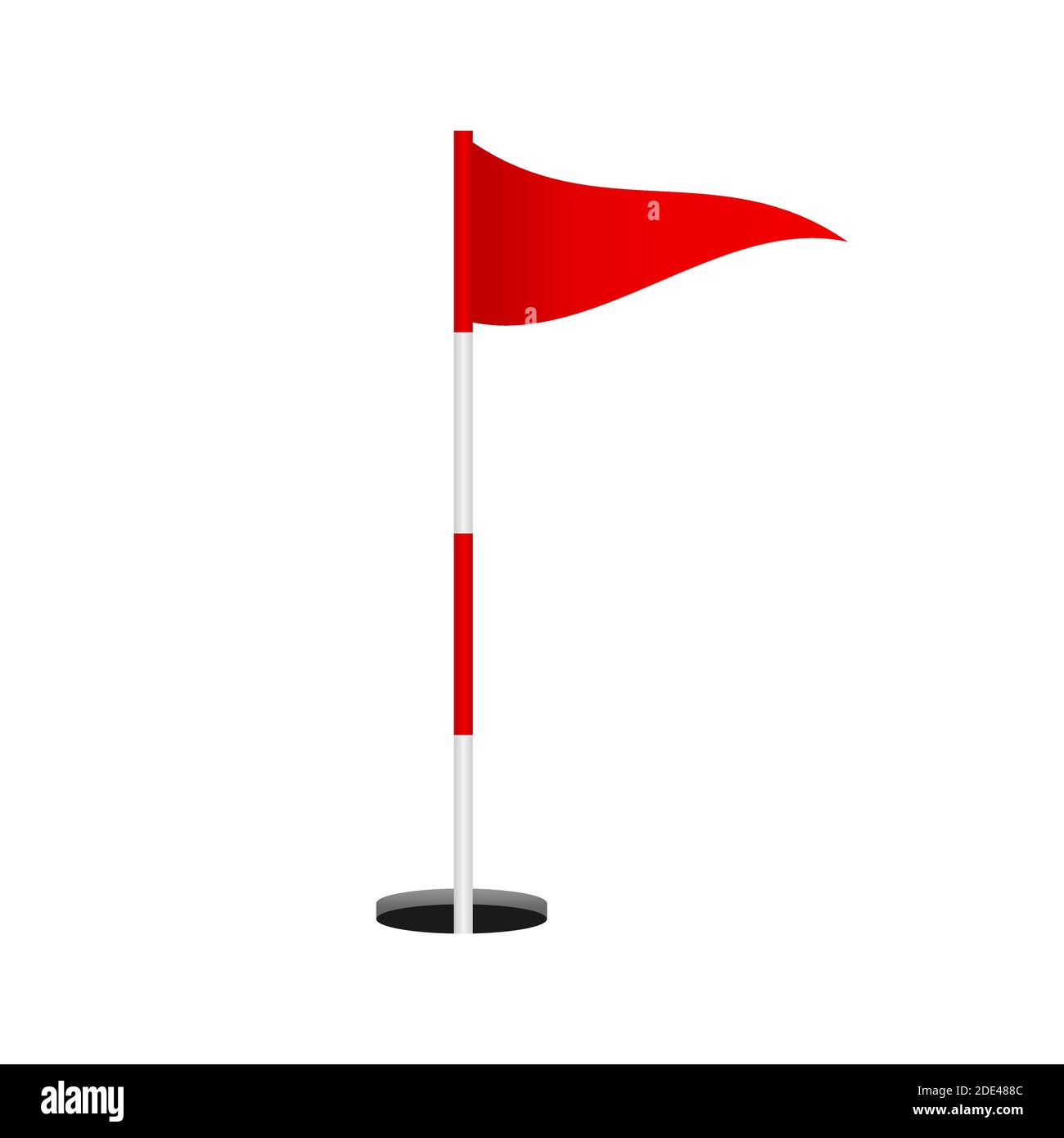 Red golf flag on white background. Vector stock illustration Stock