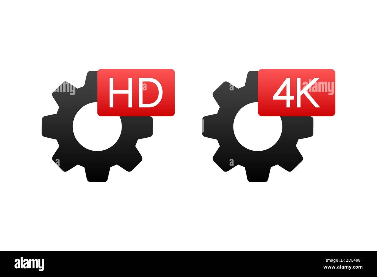 HD and 4k video settings sign on white background. Vector stock illustration. Stock Vector