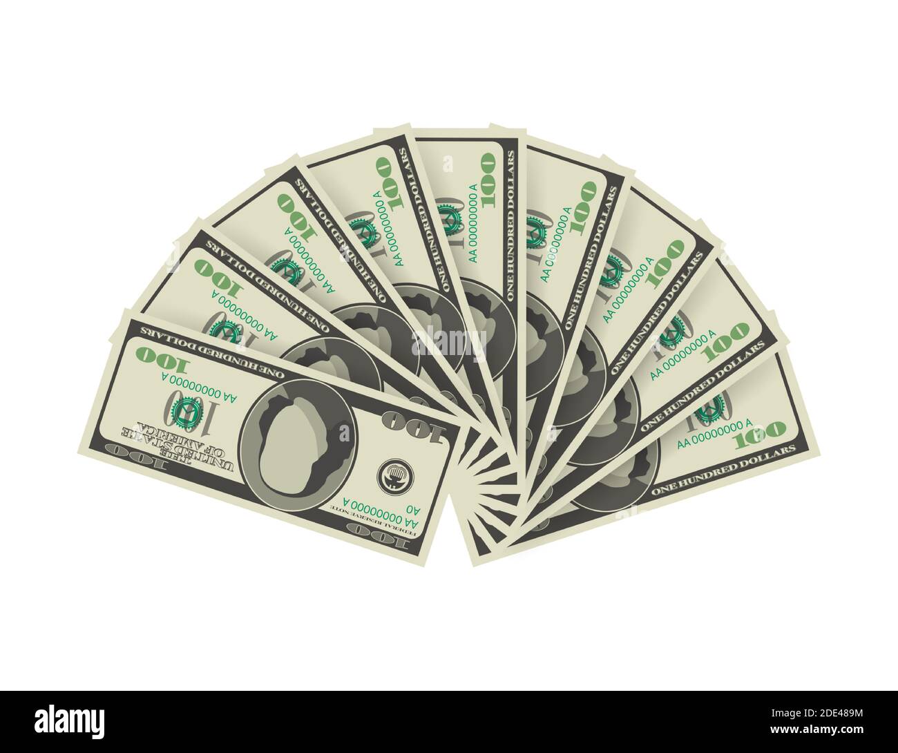 Hundred dollar bill on white background. Money. Vector stock illustration. Stock Vector