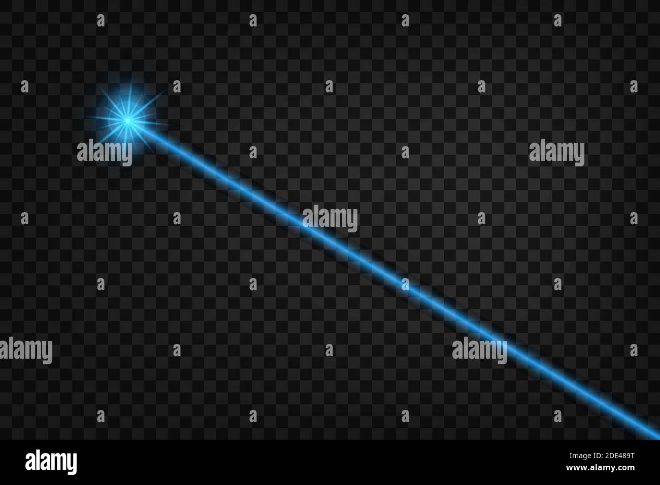 Abstract Blue Laser Beam Isolated On Transparent Black Background