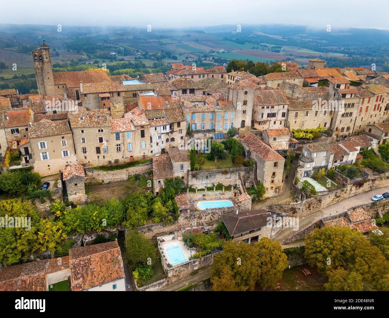 Aerial view of Cordes sur Ciel, labelled The Most Beautiful Villages of ...