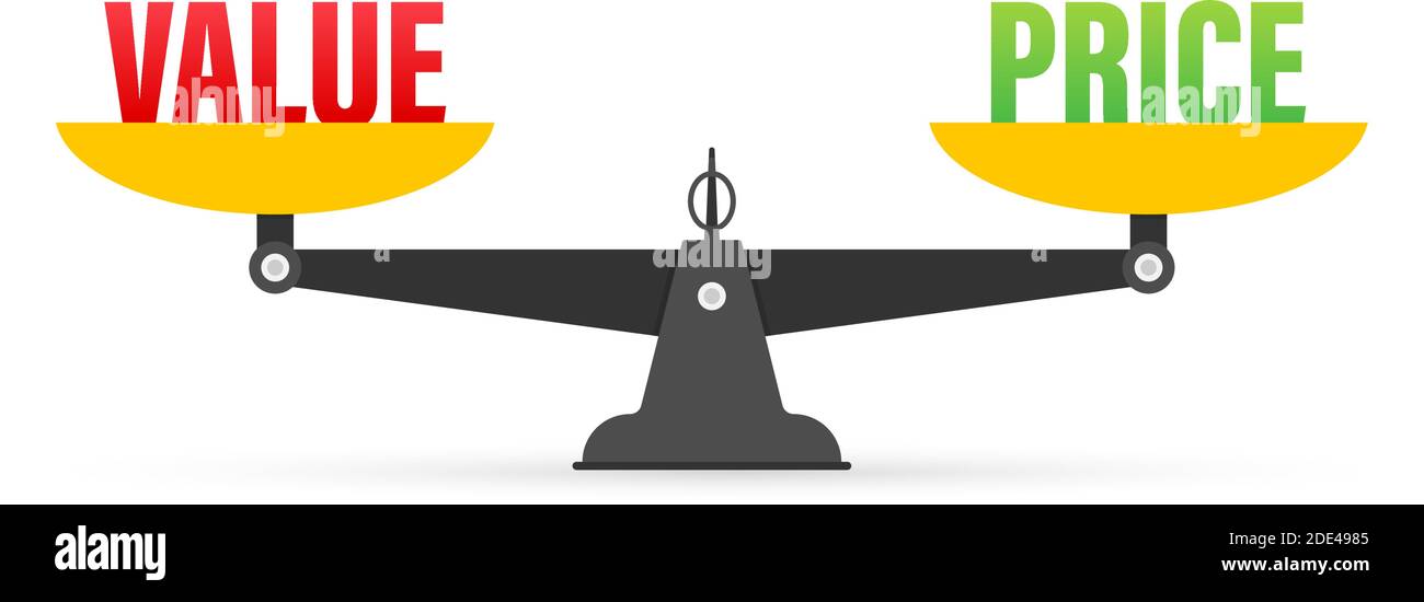 Value and Price balance on the scale. Balance on scale. Business
