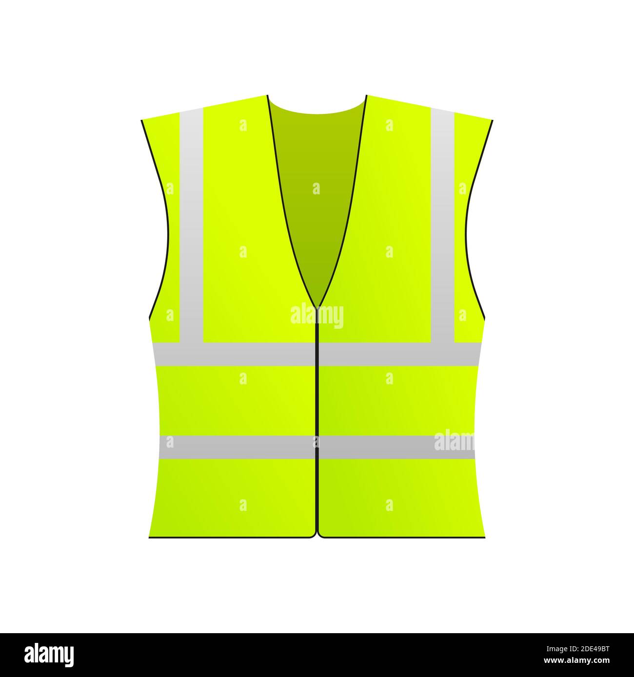 Safety jacket security. Yellow work uniform with reflective stripes. Vector stock illustration. Stock Vector