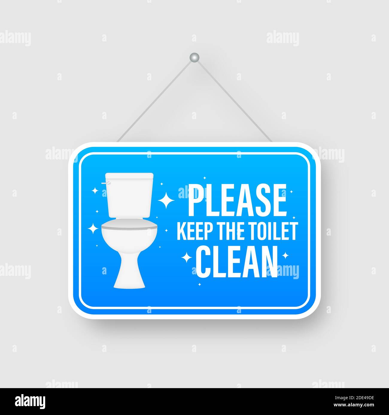 Please keep the toilets clena flat design informational plate. Vector stock illustration Stock Vector
