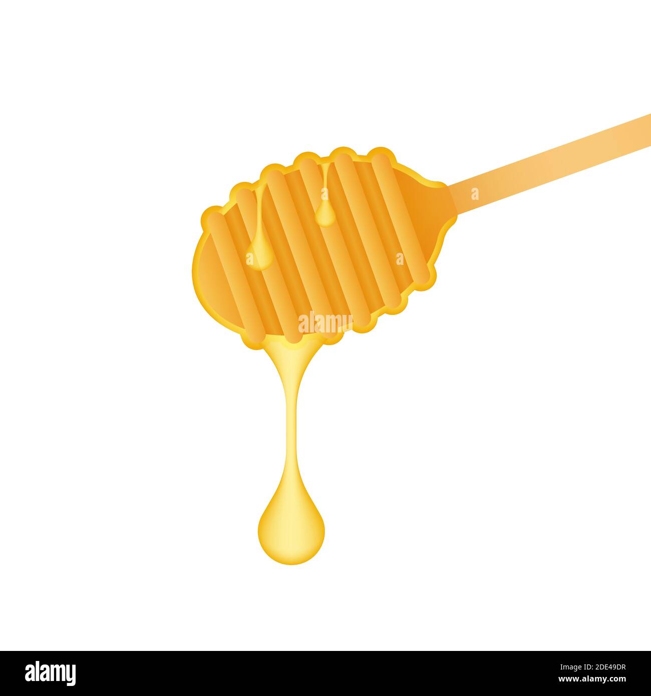 Wooden Spoon for liquid sweetness. Honey Dipper. Vector stock