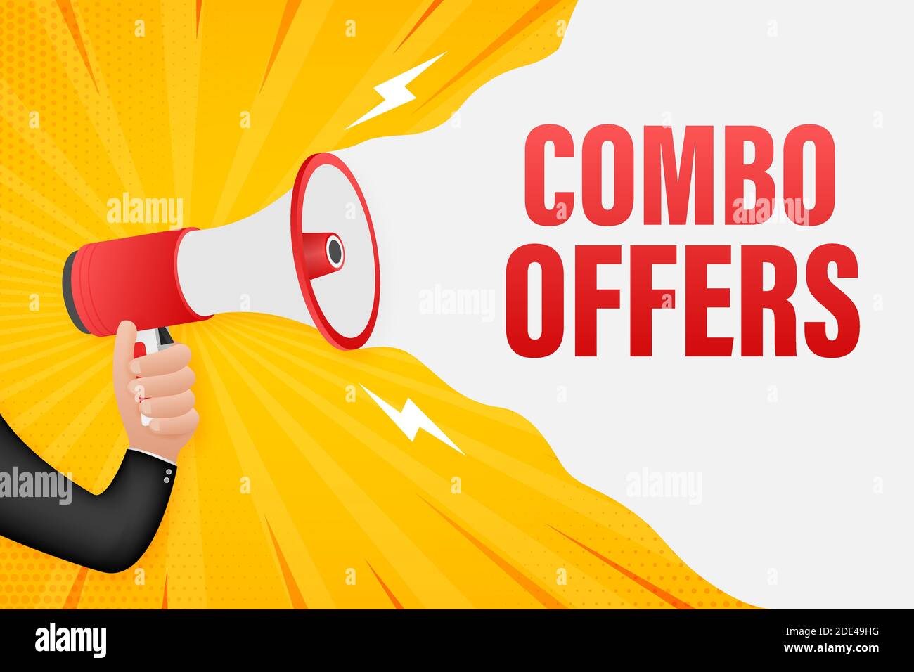 Hand Holding Megaphone with combo offers. Megaphone banner. Web design.  Vector stock illustration Stock Vector Image & Art - Alamy