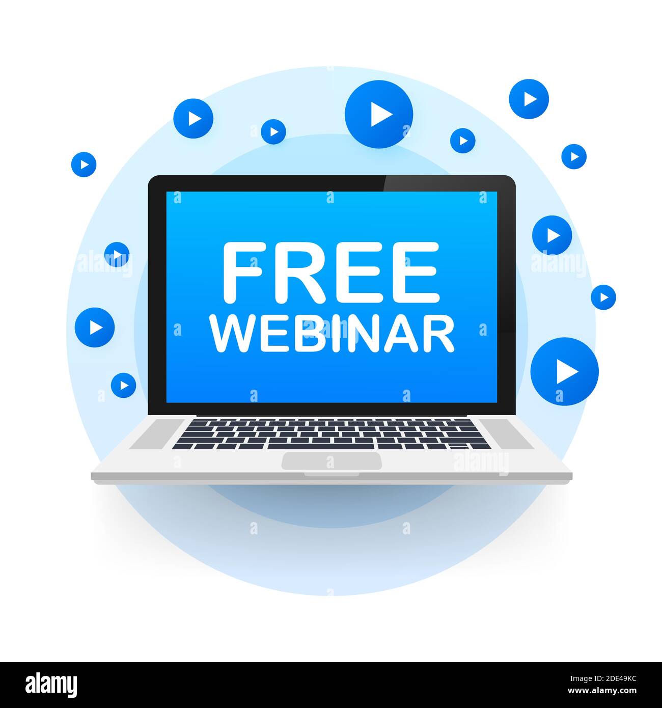 Free webinar, laptop icon. Can be used for business concept. Vector