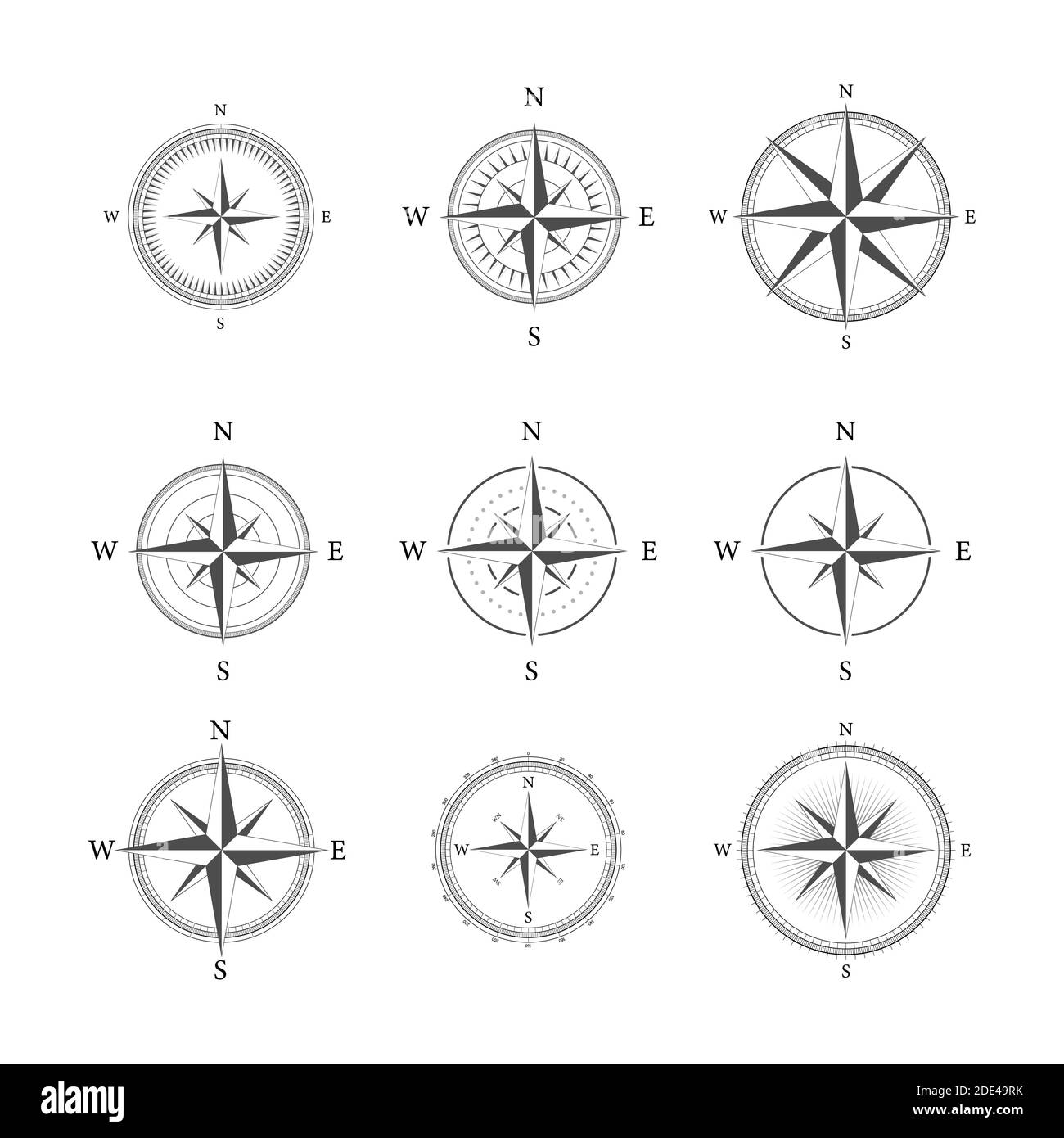 Compass on white background. Flat vector navigation symbol. Vector