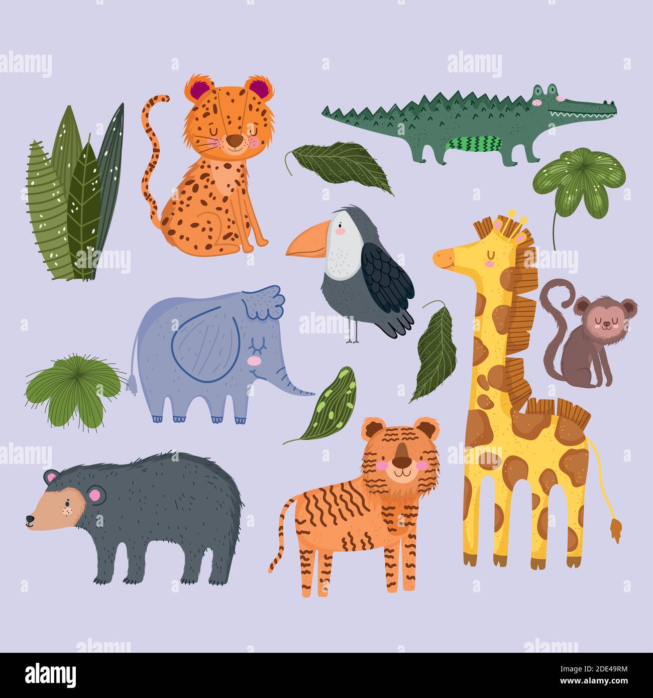 wild animals safari cute leopard elephant giraffe monkey bear monkey leaves foliage vector illustration Stock Vector Image & Art - Alamy wild animals safari cute leopard elephant giraffe monkey bear monkey leaves foliage vector illustration Stock Vector Image & Art - Alamy