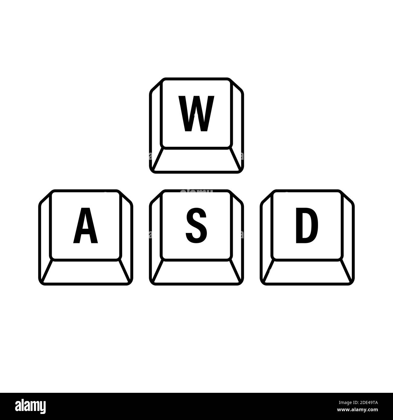 WASD computer keyboard buttons. Desktop interface. Web icon. Gaming and cybersport. Vector stock illustration. Stock Vector